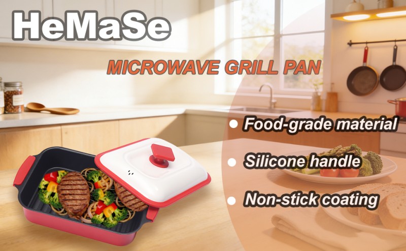HeMaSe Non-Stick Microwave Grill Multi-Pot Steaming Vegetables - Healthy Cooking with Vented Lid for Moisture Control