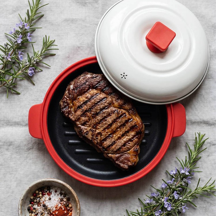 Multi-Functional Microwave Cooking Griddle with Breathable Ceramic Lid