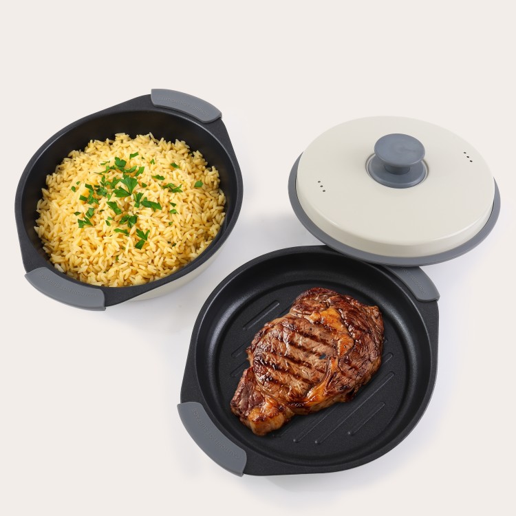 Microwave Grill Multi-Pot for Low-Oil Cooking and Meal Preparation